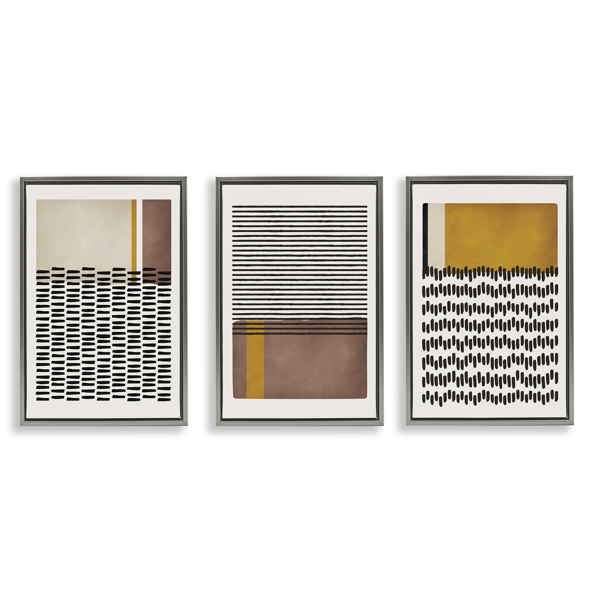 Brayden Studio® Natural Lines Pattern Abstract 3 PC Framed Floater